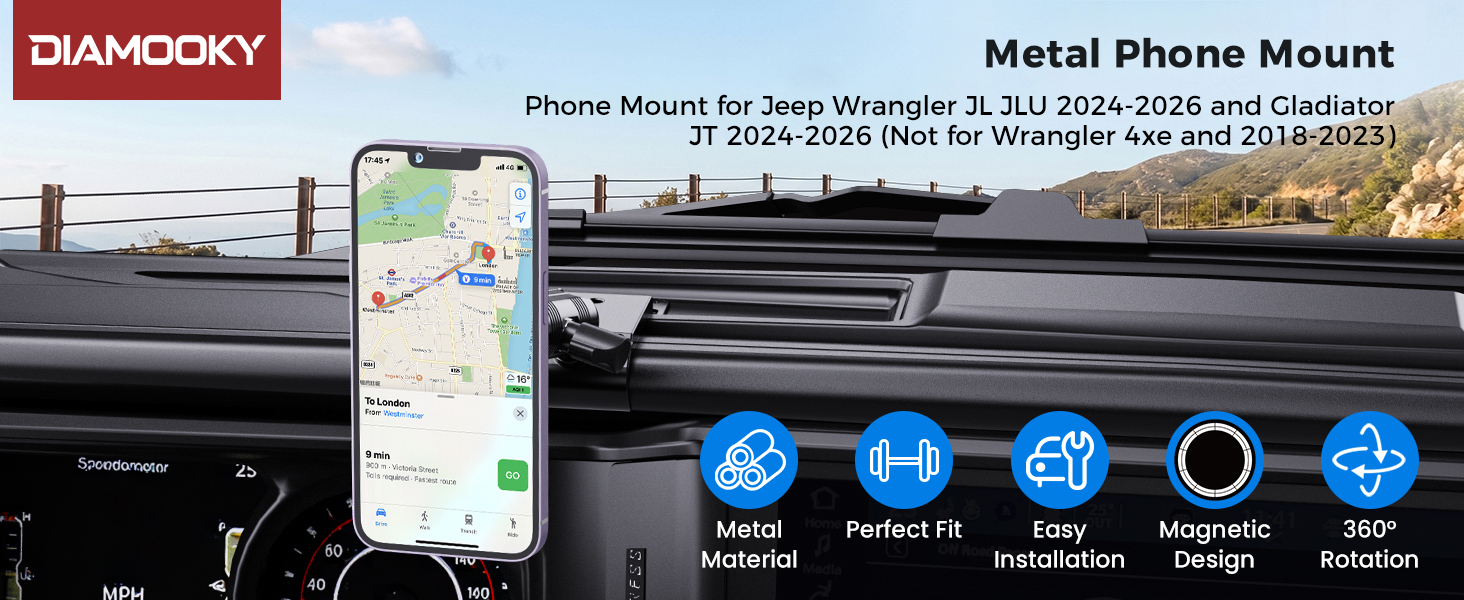 Phone Mount for Jeep Wrangler JL JLU and Gladiator JT