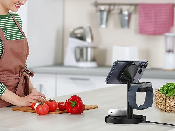 magsafe charger stand 3 in 1 charging station apple wireless iphone 17 16 15 14 13 12 watch airpods