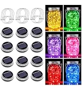 ZNYCYE Mason Jar Solar Lights for Outside, 12 Pack 30LED Fairy Firefly Lights Mason Jar Solar Lid...