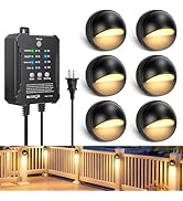 Low Voltage LED Deck Lights Kit with Transformer, Dusk-to-Dawn Outdoor Step Lights Waterproof IP6...