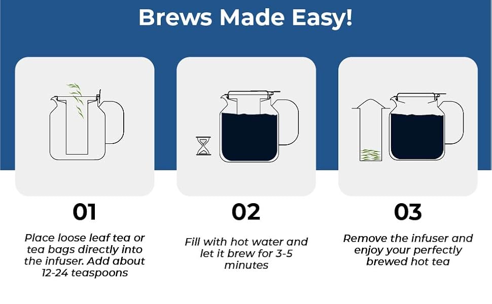 Glass Teapot with Stainless Steel Removable Infuser