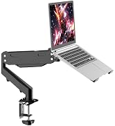 Pholiten 2 in 1 Laptop Desk Mount with Gas Spring Arm, Monitor Laptop Stand for 12-17 Inch Notebo...