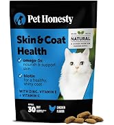 Cat Skin &amp; Coat Health Crunchy &amp; Creamy Chews - Omegas, Vitamin C + E, Biotin Supplement, Soothes...