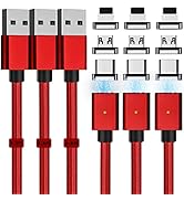 Magnetic Charging Cable 3A Fast Charging (3 Pack,3.3/6.6/6.6ft) 3 in 1 Magnetic Phone Charger Cab...