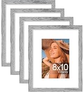 Vittanly 8x10 Picture Frames Set of 4, Display Pictures 5x7 with Mat or 8x10 without Mat, Enginee...