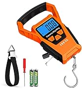 HEETA Waterproof Fish Scale Digital with Backlit LCD Display, 110lb/50kg Portable Hanging Scale F...