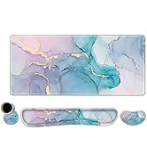 ToLuLu Desk Mat, Gaming Mouse Pad Wrist Support 4in1 Set, XXL Large Mouse Pad + Keyboard Wrist Re...