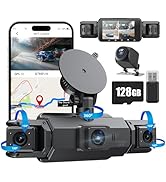 360 Dash Cam Front and Rear,4 Channel Dash Cam 2025,2.5K+1080Px3 Dash Camera for Cars 24/7 Night ...
