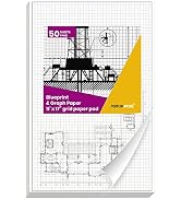 Performore Grid Paper Pads, 50 Sheets per Pad 11" x 17" Graph Paper Glue Top Binding Double Sided...