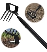 Garden Hoe, 62 Inch Weed Tool, Long Soil Tiller Cultivator, Heavy Duty Metal Stirrup Hoe Weeder S...