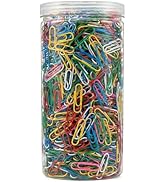 ZYFOFFICE 2000PCS Colored Paper Clips, 1.3 Inch Vinyl Coated, 6 Assorted Colors Rust Resistant No...