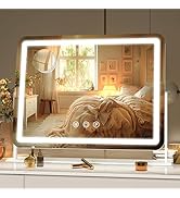 Hasipu Vanity Mirror with Lights, 14" x 12" LED Makeup Mirror, Light up Mirror with 10X Magnifica...