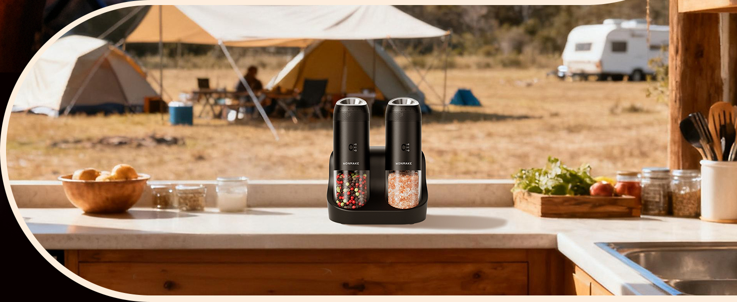 WONMAKE Gravity Electric Salt and Pepper Grinder Set