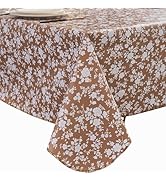 Vinyl Tablecloth with Flannel Backing - Waterproof, Oil-Proof, Easy to Clean -Plastic Table Cloth...