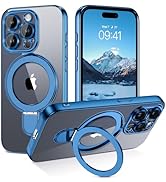 GUAGUA for iPhone 15 Pro Case with Stand, Magnetic Clear Cases Plating Edge Invisible Ring Holder...
