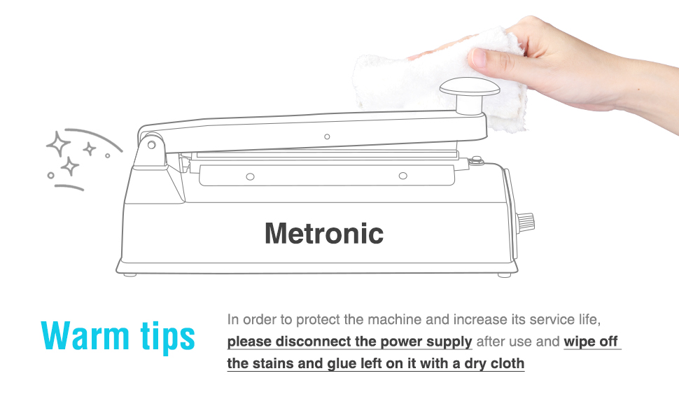 Metronic 8 inch Impulse Bag Sealer Poly Bag Heat Sealer Sealing Machine