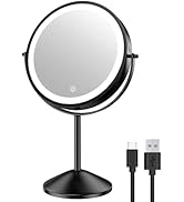 Gospire 8 Inch Lighted Makeup Mirror, 3 Color Lights &amp; Stepless Dimming LED Vanity Mirror, 1X/10X...