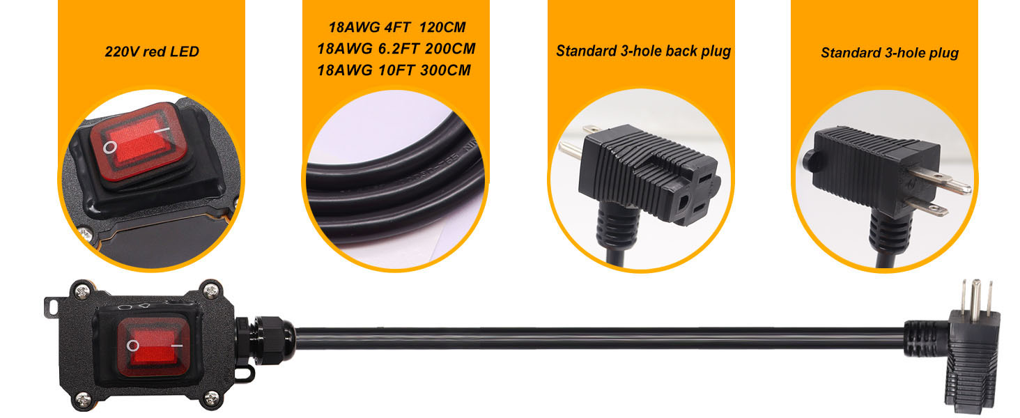Heavy Duty Extension Cord with IP67 Waterproof Switch