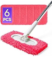 6 Pack Reusable Microfiber Mop Pads Compatible with Sweeper Mops, Replacement Mopping Pads Dry Sw...