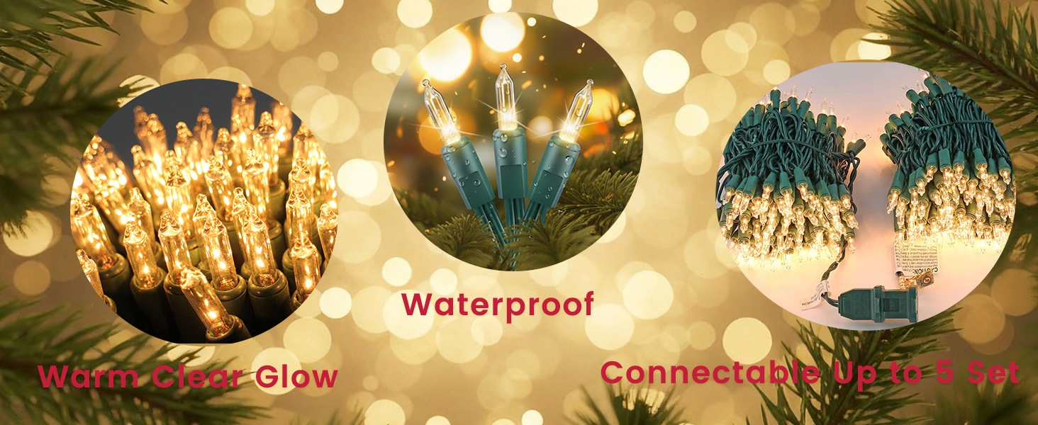 FESTIA warm clear mini lights featuring warm glow , waterproof build and connectable up to 5