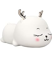 ASHATA Reindeer Silicone Night Light, Reindeer Night Light for Kids, Touch Control Rechargeable C...