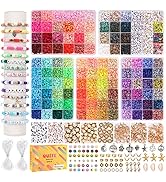 QUEFE 10800pcs Clay Beads for Bracelet Making Kit, 108 Colors Polymer Heishi Beads, Charming Brac...
