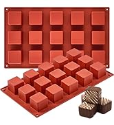 Puyeipt 2 Pack Square Silicone Molds, 1.4" x 1.4" x 1" Cube Baking Molds for Bite Size Chocolate,...