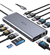 USB C Laptop Docking Station Dual Monitor HDMI for Dell/Lenovo/HP Laptop 14 in 1 USB C Hub Multip...