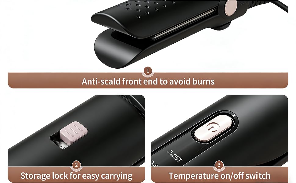 mini hair straightener, wand curling iron, hair crimper for women