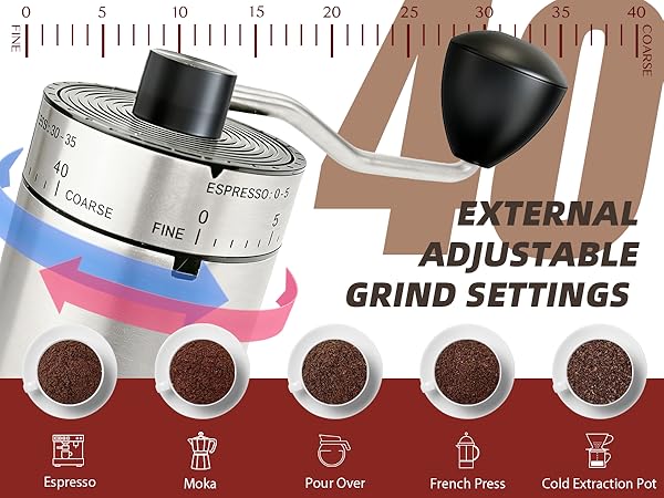External Adjustable Settings Coffee Grinder