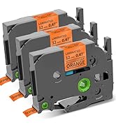 COLORWING TZe-B31 Black on Orange Fluorescent Label Maker Tape 12mm 0.47'' Compatible with Brothe...