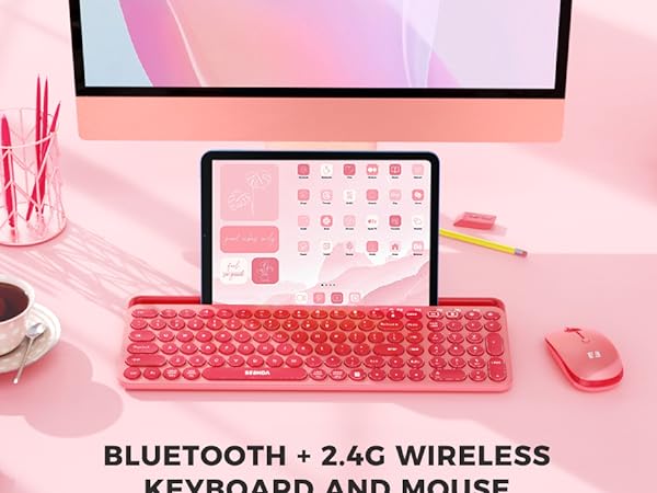 Bluetooth keyboard and mouse combo for ipad iphone tablet cute keyboard multi device keyboard