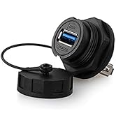 CNLINKO YU-USB3-JSX-01-001 USB3.0 Panel Mount IP65 Waterproof USB Wall Socket PBT Material Plasti...