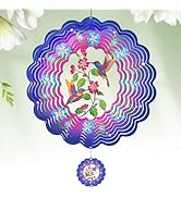 Wind Spinners - 12 Inches Large Hummingbird Wind Sculptures, 3D Reflective Wind Spinners for Yard...