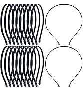 20 Pack 7MM Satin Cloth Wrapped Fabric Covered Black Thin Metal Headbands Slim Hair Elastic Skinn...
