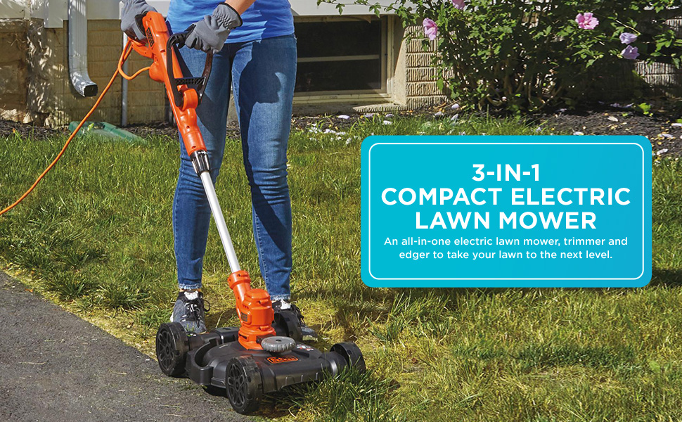 BLACK+DECKER 12 inch 3-in-1 Compact Electric Lawn Mower