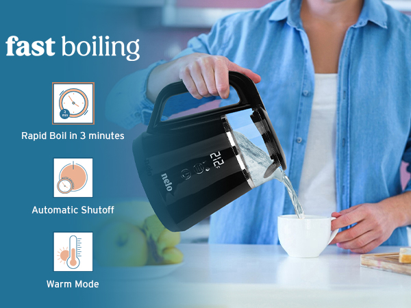 smart kettle, fast boil kettle, stainless steel tea kettle, jarra eléctrica para hervir agua,