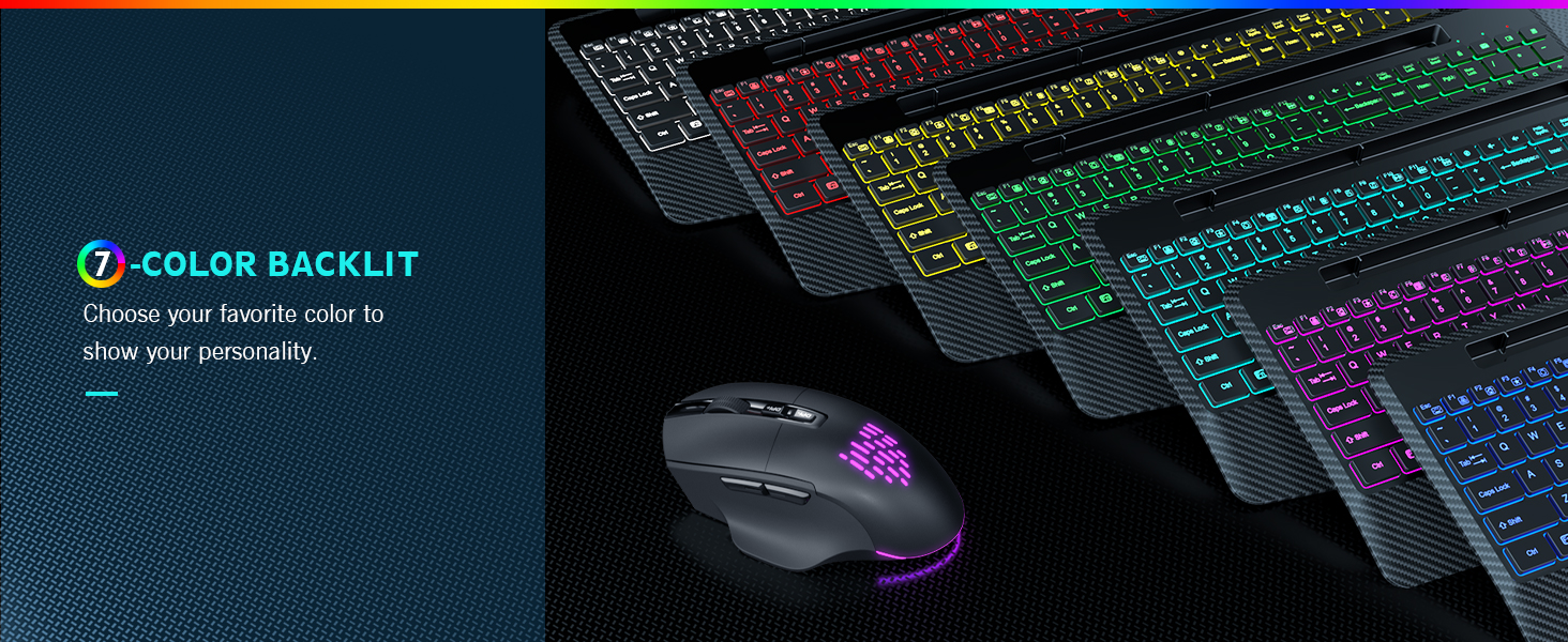 7 color switchable keyboard led backlit