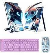 Veout 16-inch Portable Monitor with Bluetooth Mouse &amp; Foldable Keyboard