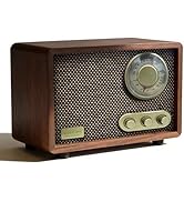 Retro Wood Bluetooth Radio with Built-in Speakers, AM/FM Radio with Elegant &amp; Vintage Design Bass...