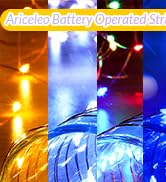 Ariceleo 1 Pack 16.4ft Battery Operated String Lights with Timer, Warm White with Synchronized Tw...