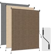 HOMEDEMO Outdoor Roller Shades for Patio, 6'W x 8' H Roll up Shade for Outside, Sun Roller Shade ...