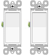 Single Pole Double Rocker Light Switch,Greencycle 2 Pack Paddle Light Switch 15 Amp,Sp Decora Swi...