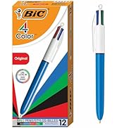 BIC 4-Color Retractable Ballpoint Pens with 1.0 mm Medium Point and Assorted Ink Colors, 12-Count...