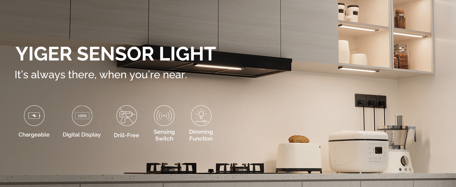 Under Cabinet Lighting with LED Numeric Display,3 Color Temps&amp;Dimmable lights