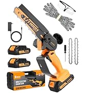 6 Inch Battery Powered Mini Chainsaw Cordless, 20V Portable Handheld Electric Chainsaws with 2 Ba...