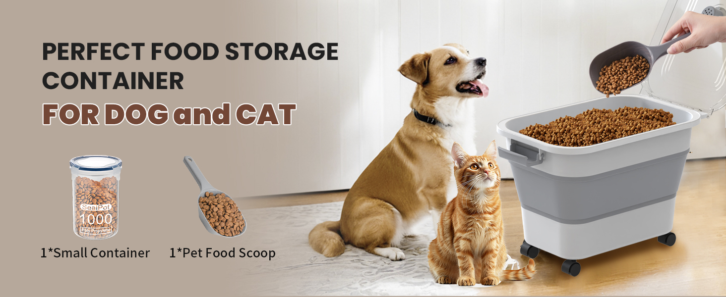 Dog Food Storage Container Collapsible Dog Food Container with Airtight Lids
