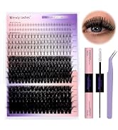 Lash Clusters Kit With Bottom Lashes 60/80/100/200D DIY Lash Extension Kit 12-18mm Multi-types In...