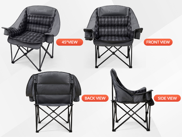 4 view of Pcuauld oversized heavy duty padded camping chair