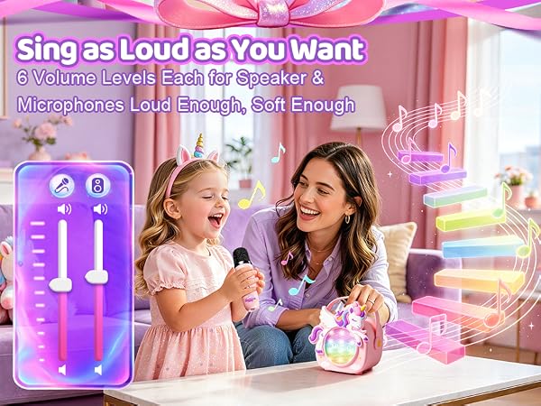 kids karaoke machine for kids microphone mini unicorn gifts for girls 4-6 gifts for 4 year old girl